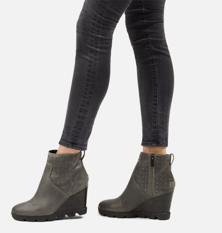 Womens Wedges Dark Grey - Sorel Joan Uptown™ Stud Bootie - 705-EAYGCD